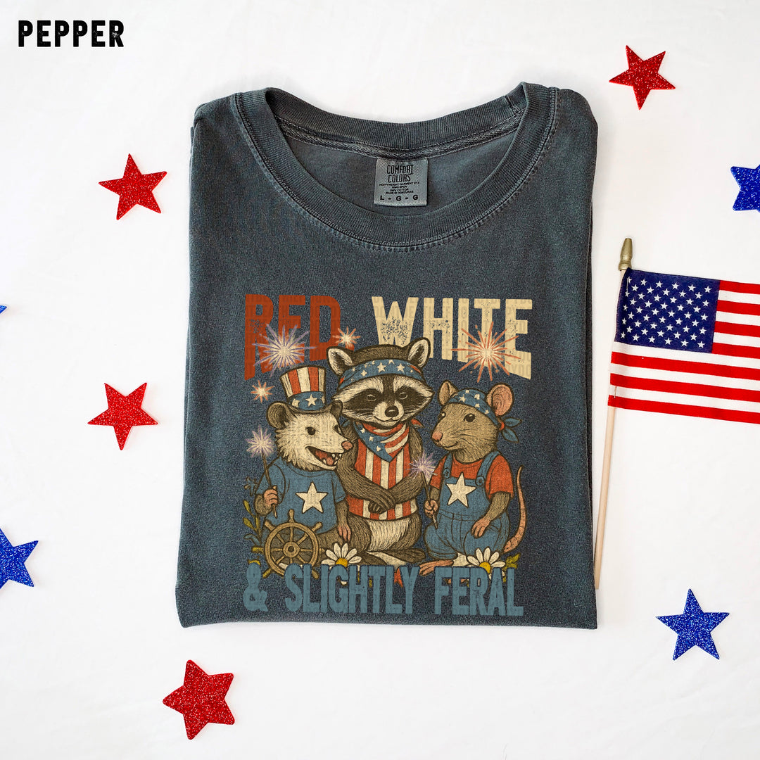 RED WHITE SLIGHTLY FERAL