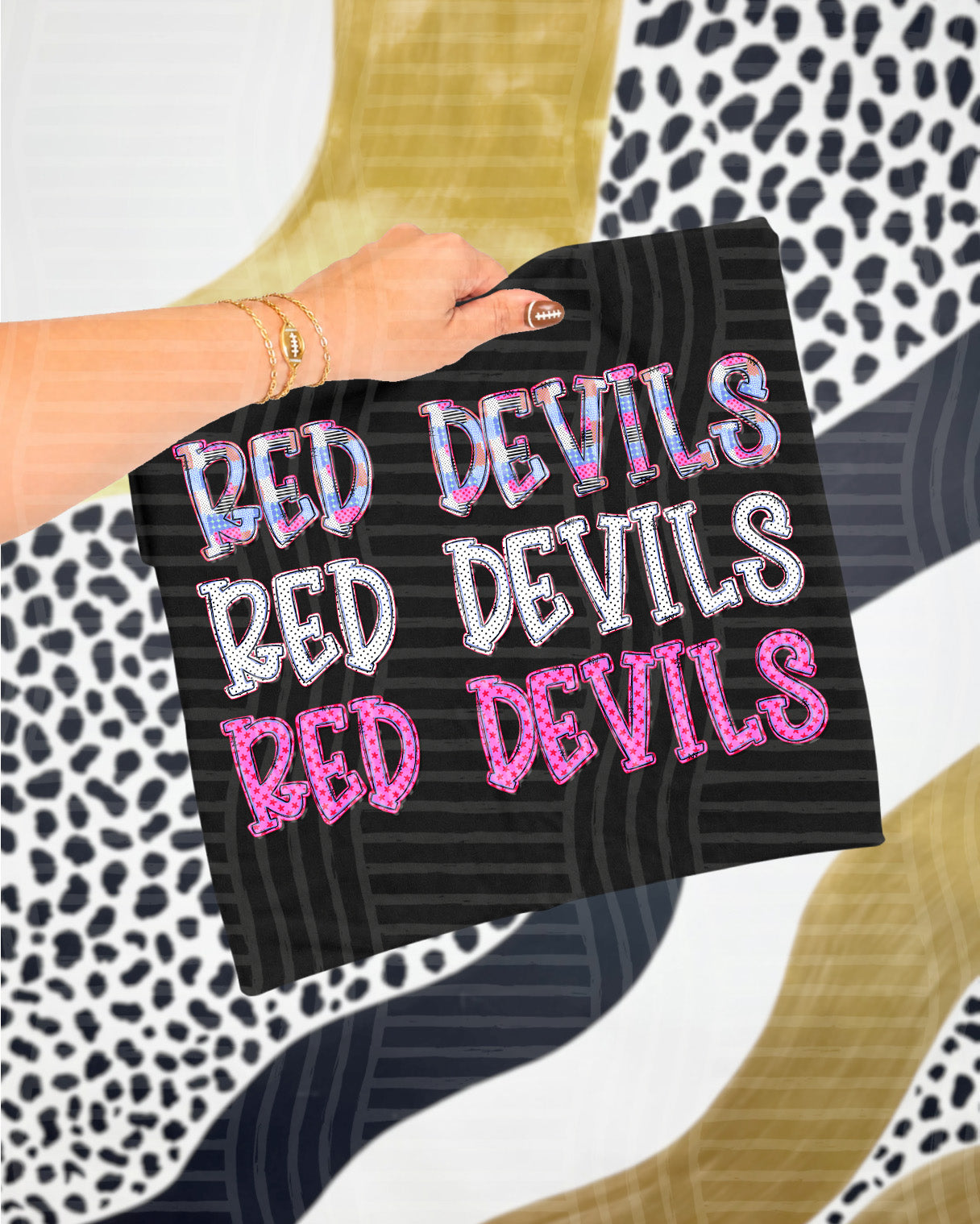 Dolly Tri Stacked Mascots Red Devils design