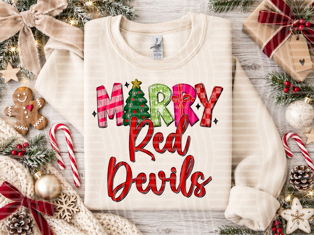 Red Devils Merry mascot DTF transfer