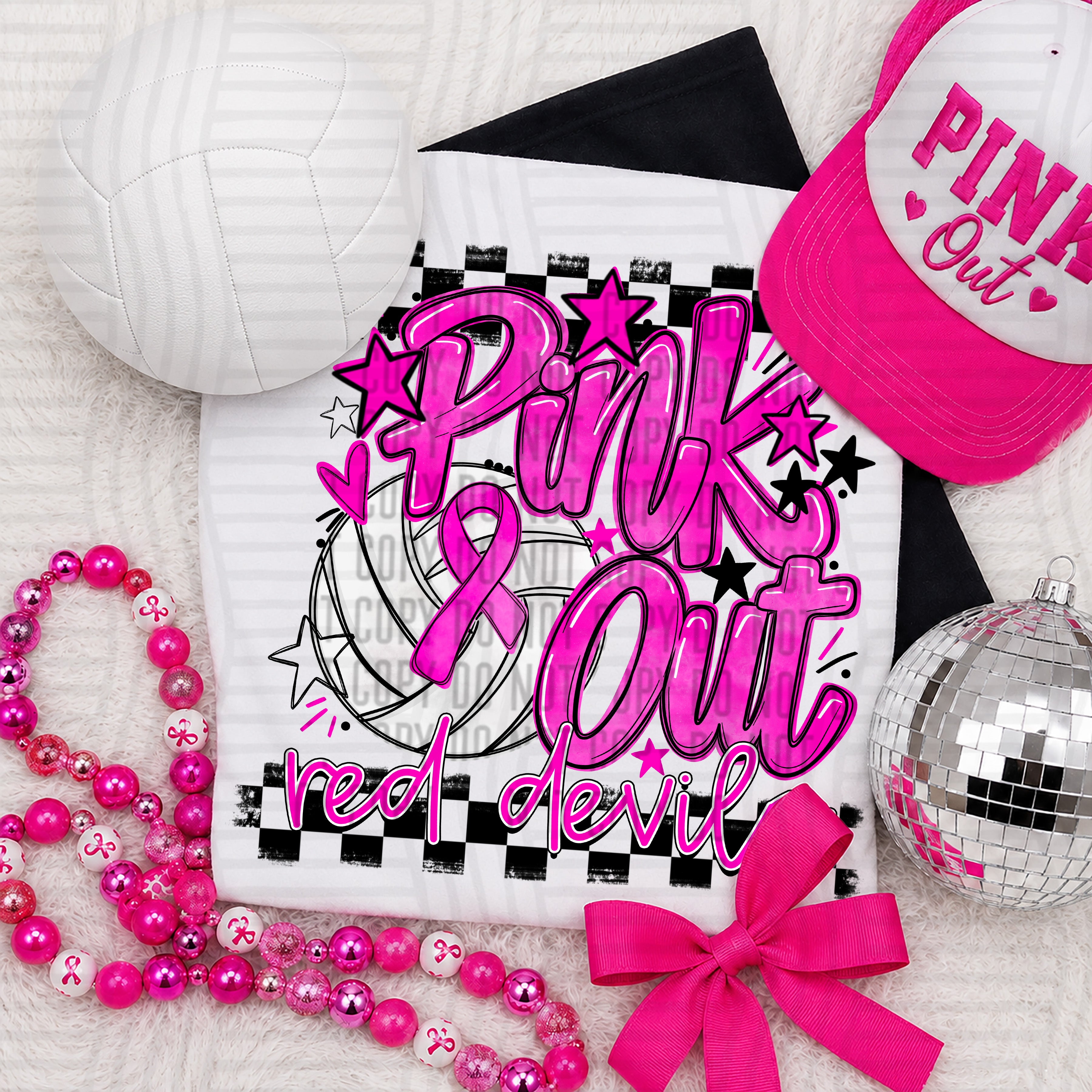Pink Out Volleyball Red Devils design