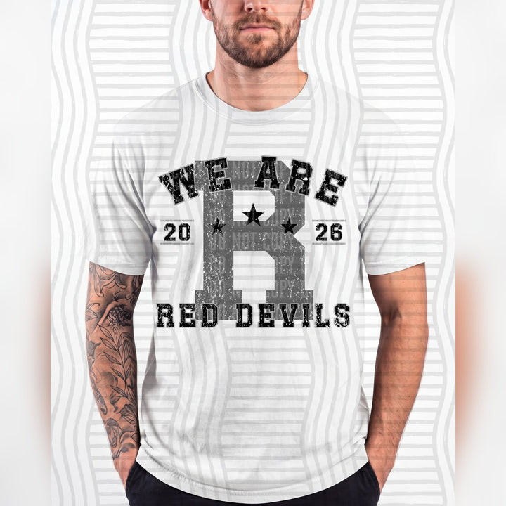 Red Devils Varsity Initials Mascots DTF transfer