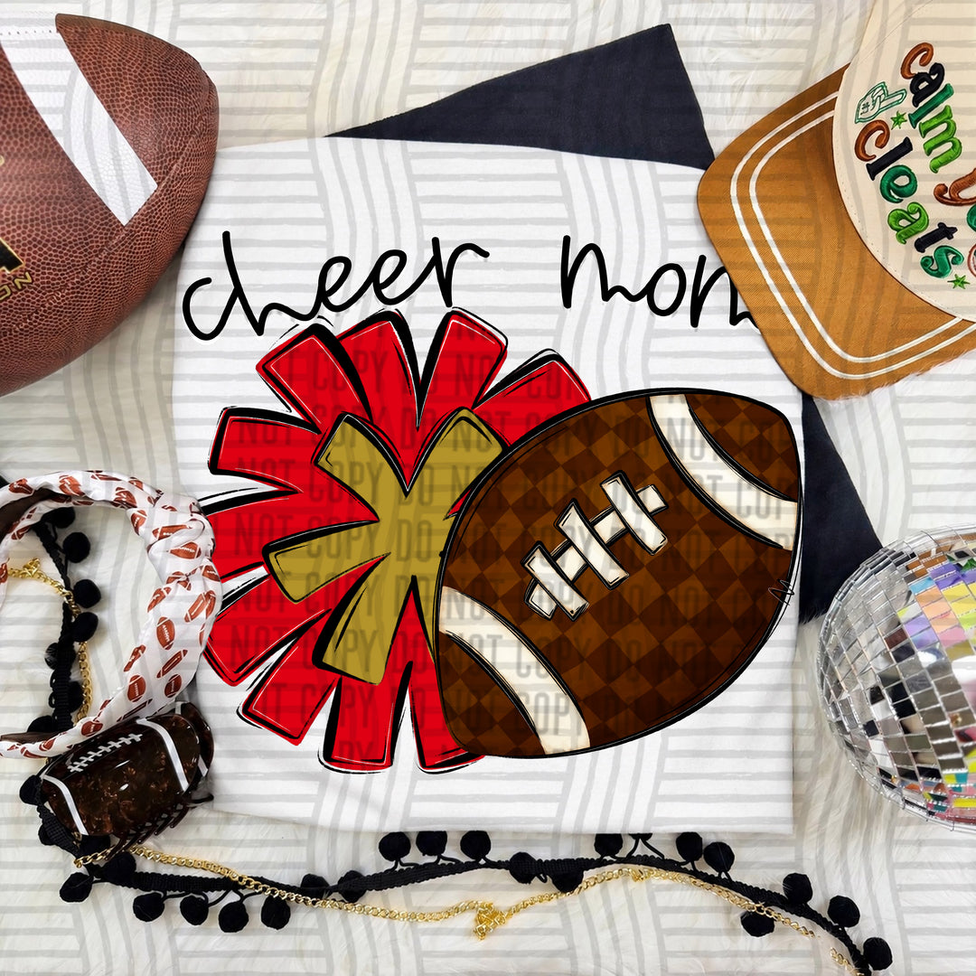 Cheer Mom DTF transfer in Red & Gold