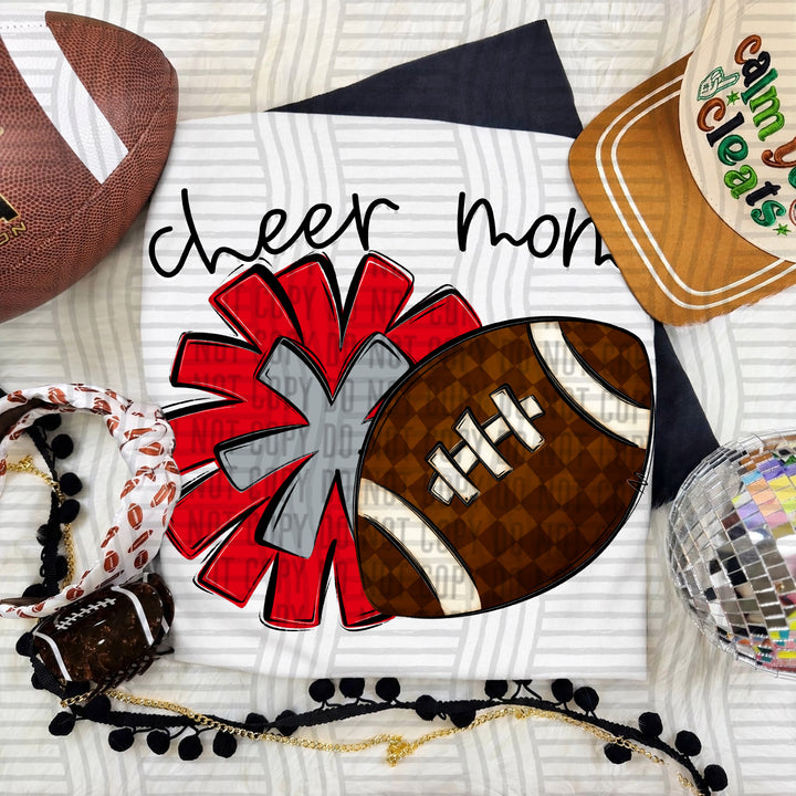 Cheer Mom DTF transfer in Red & Grey