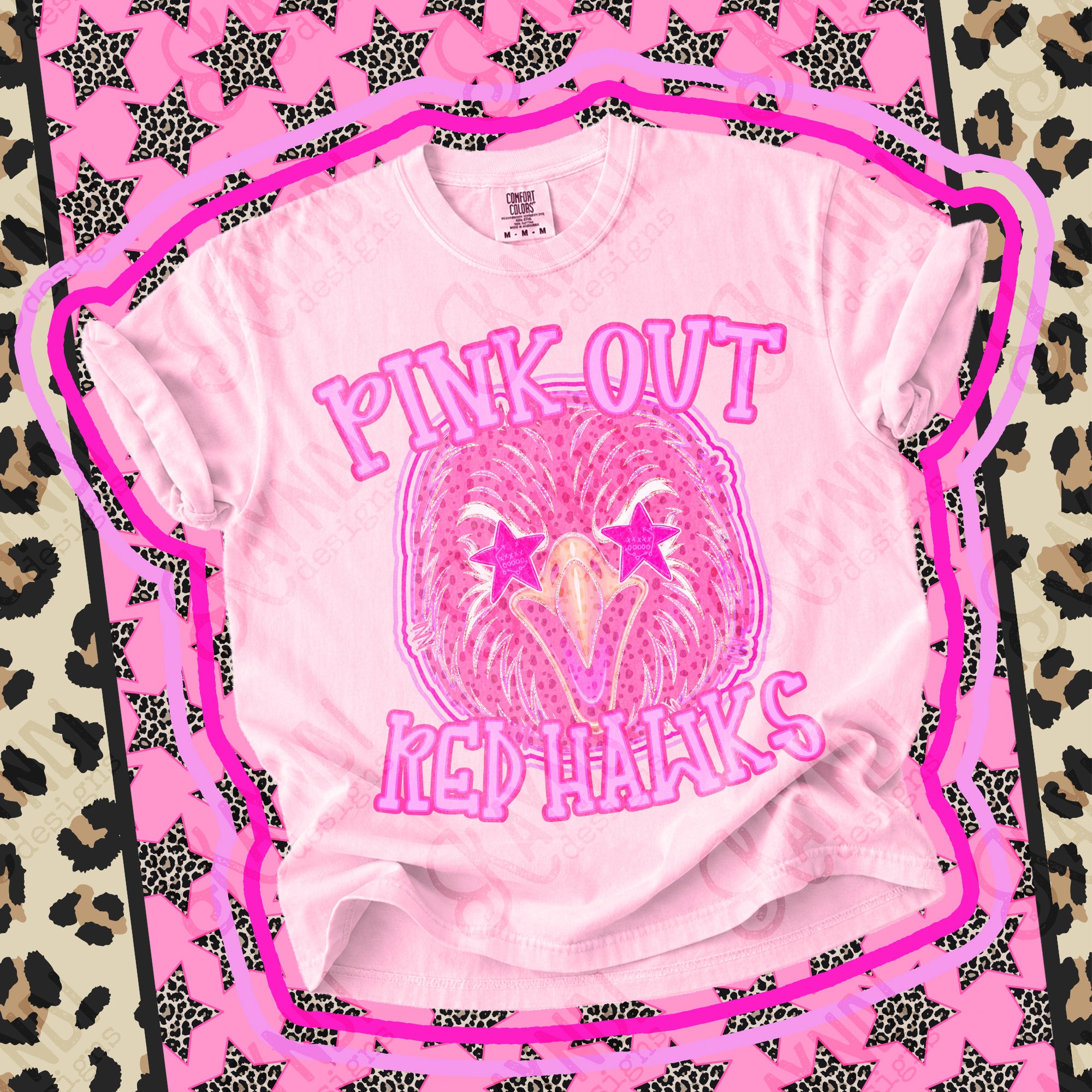 Pink Out Mascots Red Hawks mockup