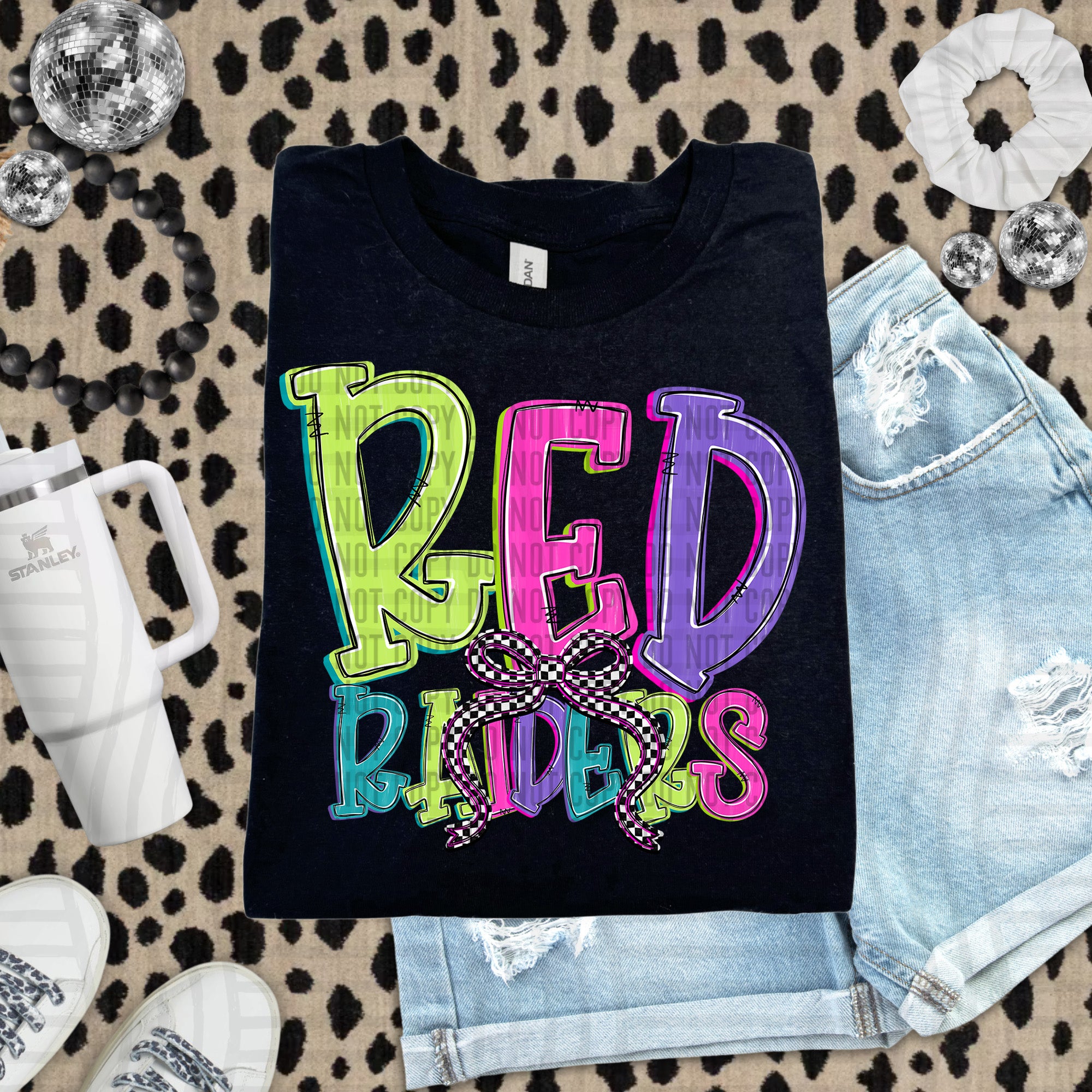 Checker Neons Stacked Mascots Red Raiders design
