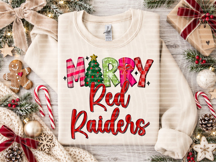 Red Raiders Merry mascot DTF transfer