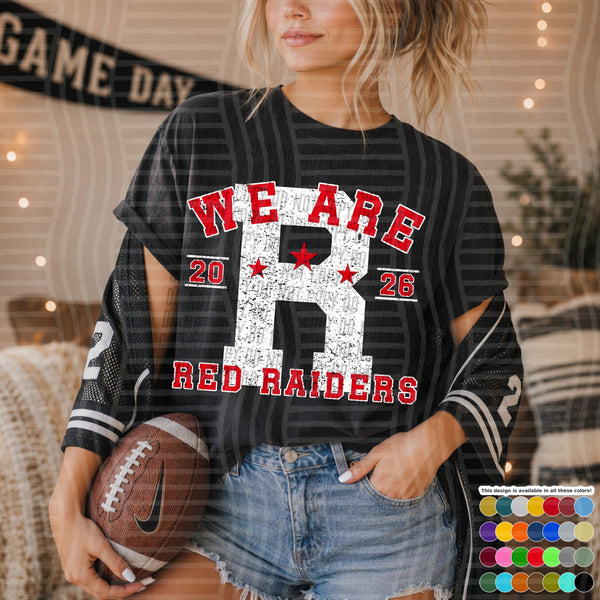 Varsity Initials White Outline Mascots Red Raiders design
