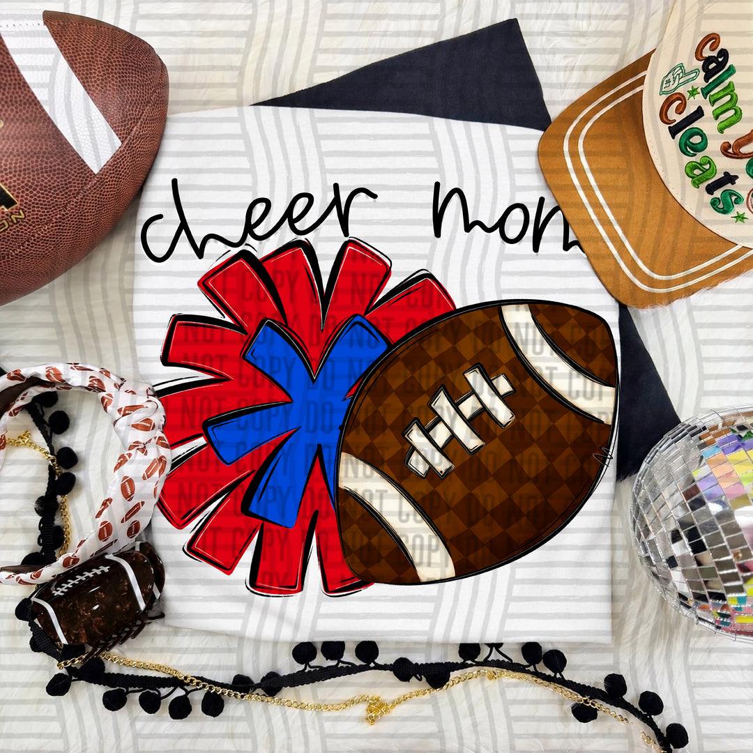 Cheer Mom DTF transfer in Red & Royal