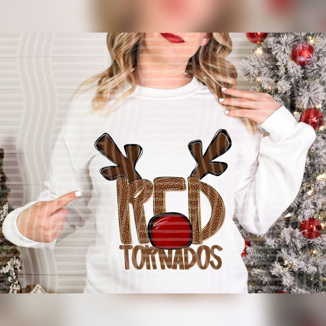 Red Tornados Deer Antler Mascots DTF transfer