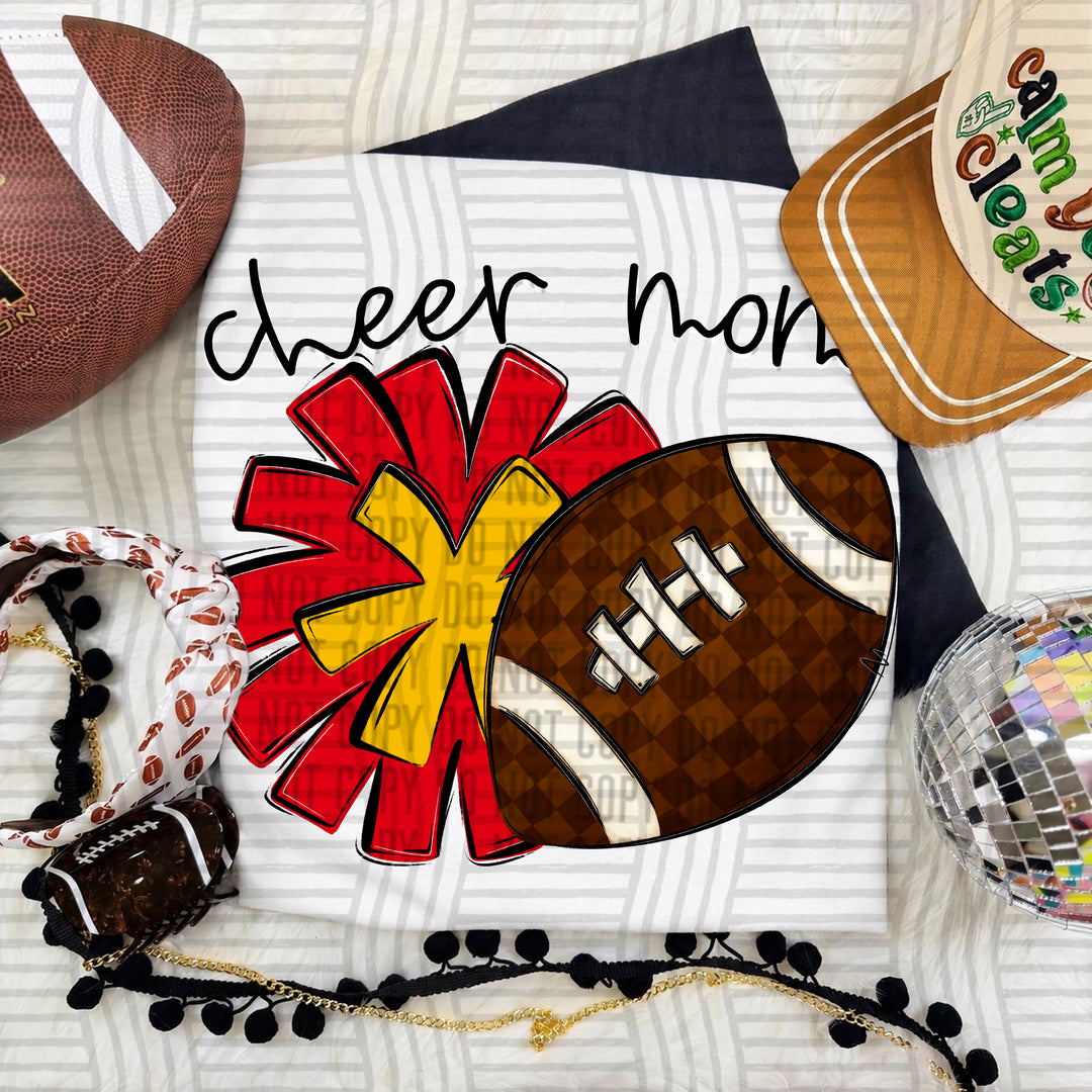 Cheer Mom DTF transfer in Red & Yellow Gold