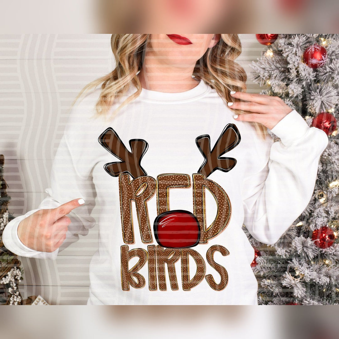 Redbirds Deer Antler Mascots DTF transfer