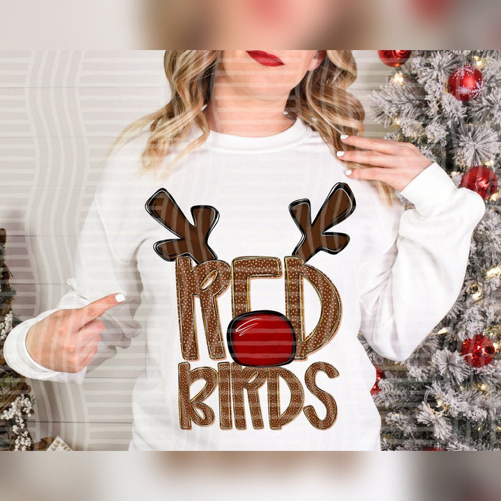 Redbirds Deer Antler Mascots DTF transfer