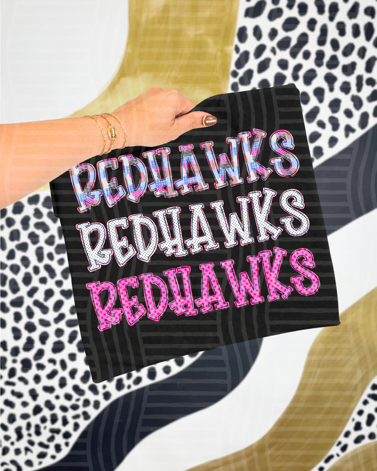 Dolly Tri Stacked Mascots Redhawks design