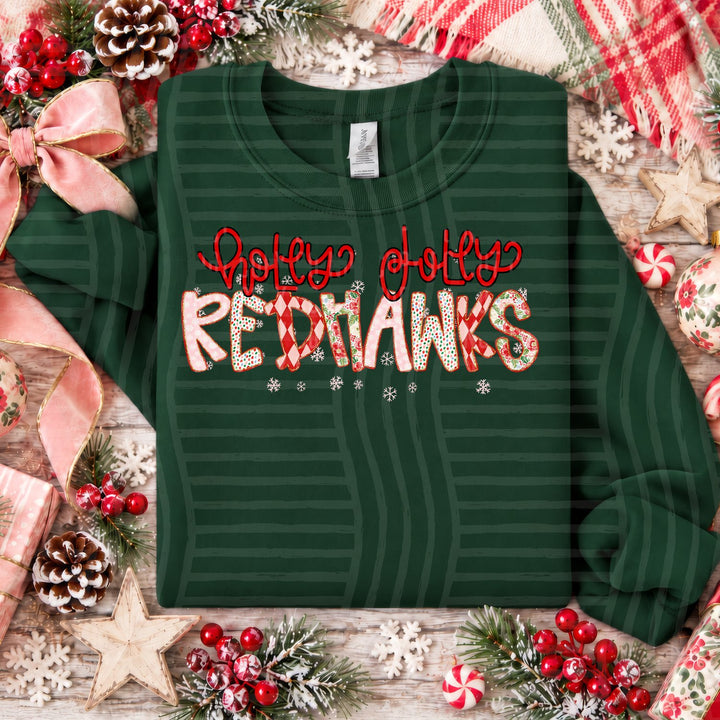 Redhawks Holly Jolly Confetti Mascots DTF transfer