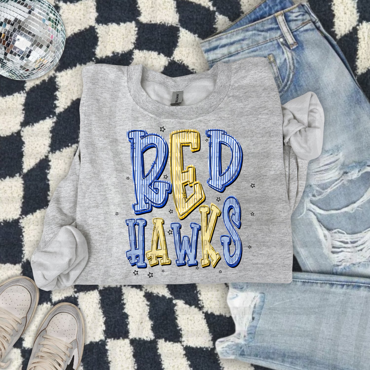 Seersucker Chic Two Color Mascots Redhawks design