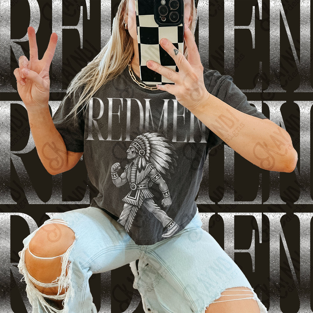 Halftone Mascots Redmen 2 DTF transfer mockup