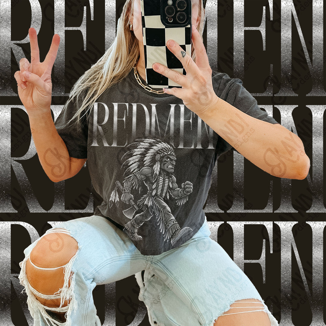 Halftone Mascots Redmen 4 DTF transfer mockup