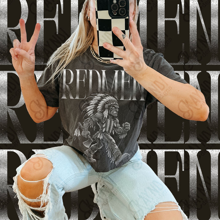 Halftone Mascots Redmen 4 DTF transfer mockup