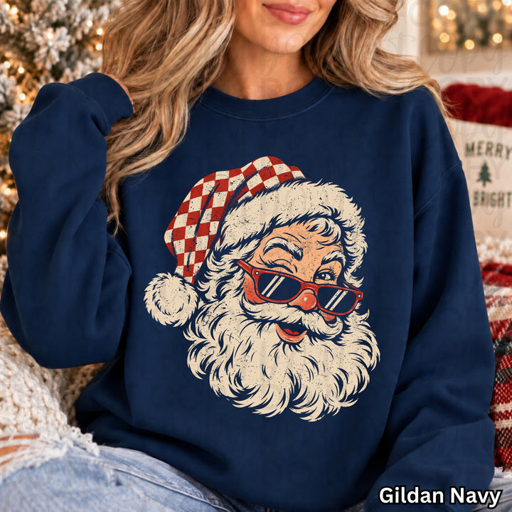 Retro Santa sunglasses Christmas DTF transfer mockup