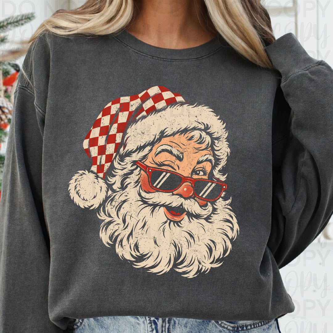 Retro Santa sunglasses Christmas DTF transfer mockup 3