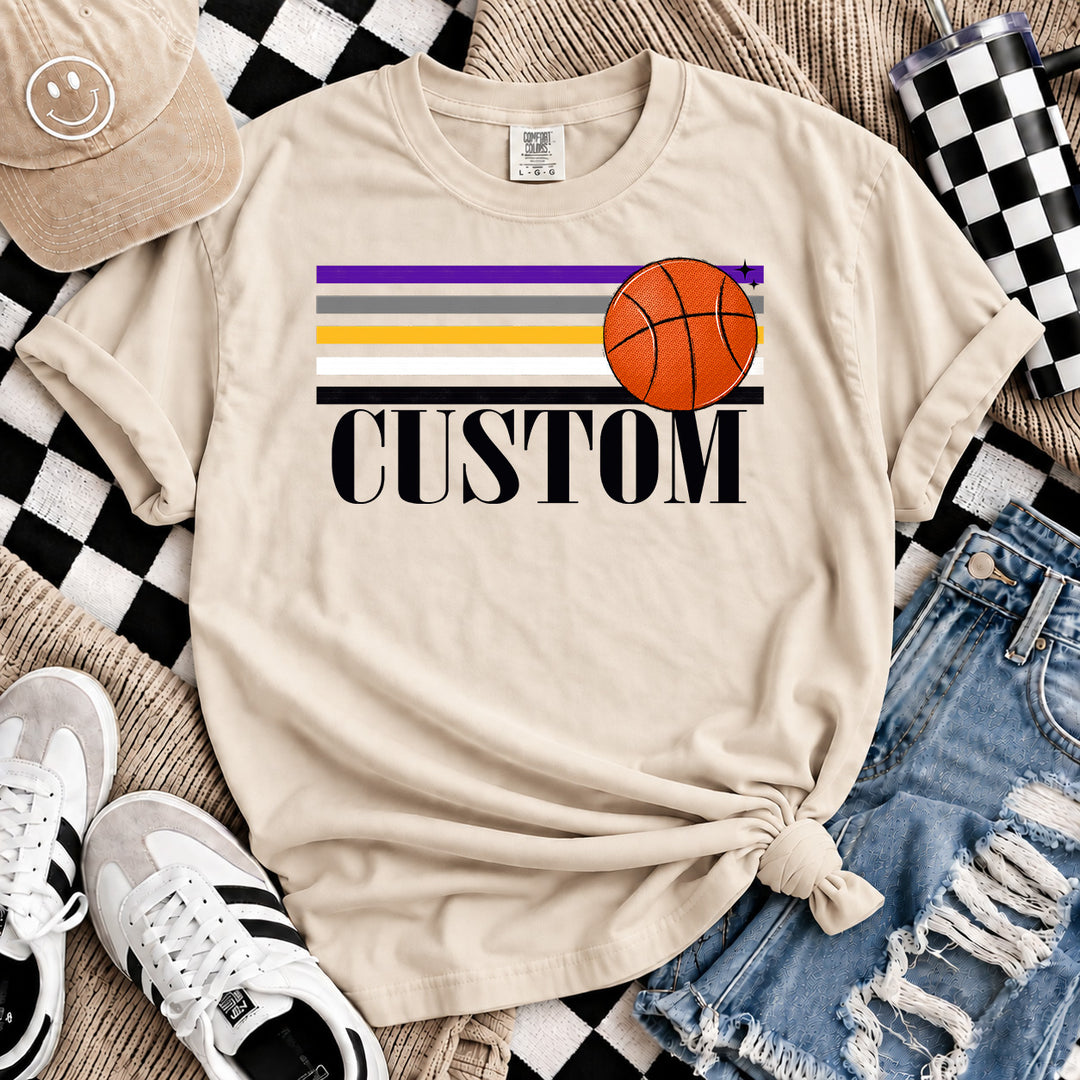 Retro Stripes Mascot Pride basketball DTF transfer mockup
