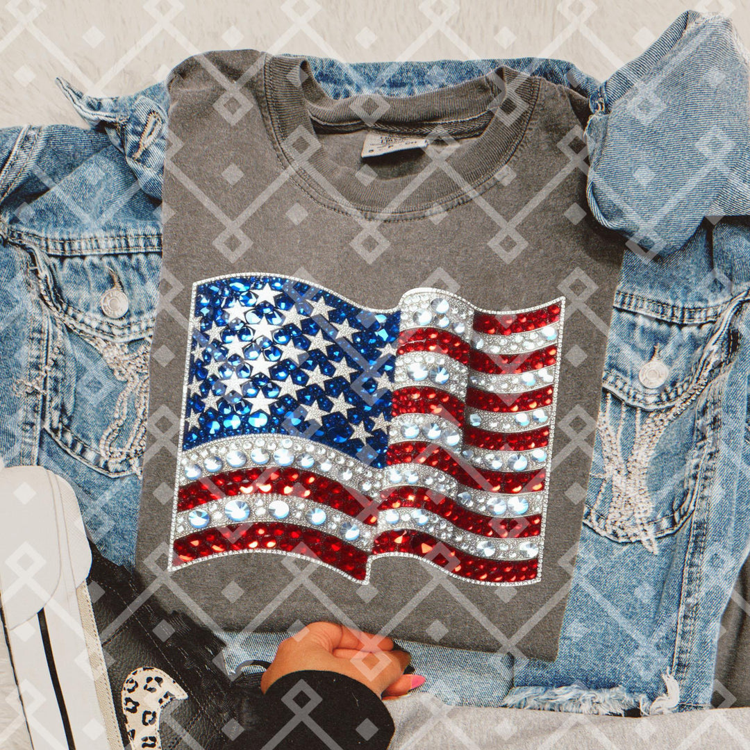 RHINESTONE AMERICAN FLAG