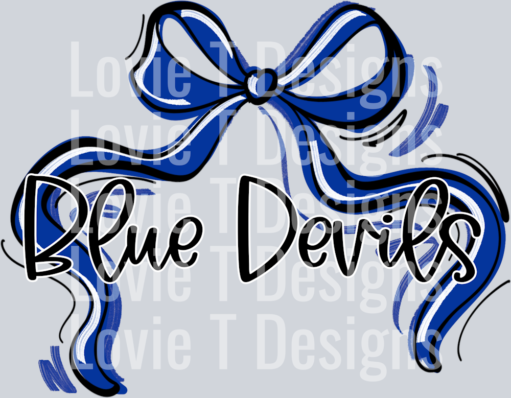 RIBBON SPORTS BOWS BLUE DEVILS ROYAL BLUE BLACK AND WHITE