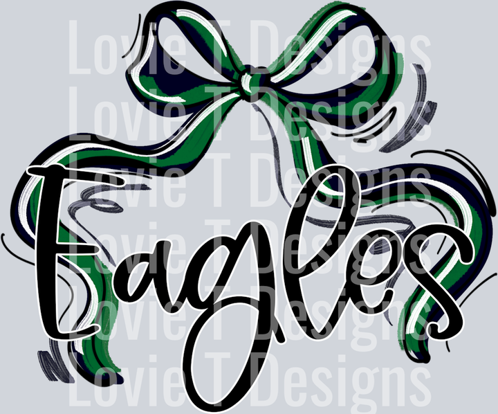 RIBBON SPORTS BOWS KELLY GREEN BLACK AND WHITE EAGLES