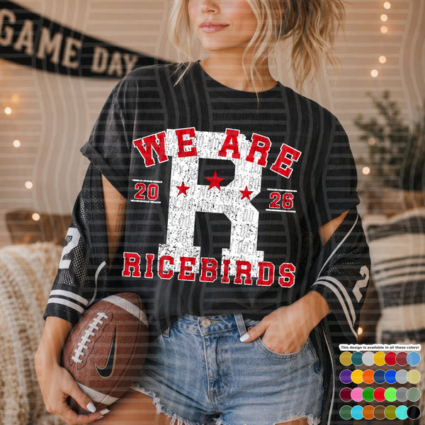 Varsity Initials White Outline Mascots Ricebirds design