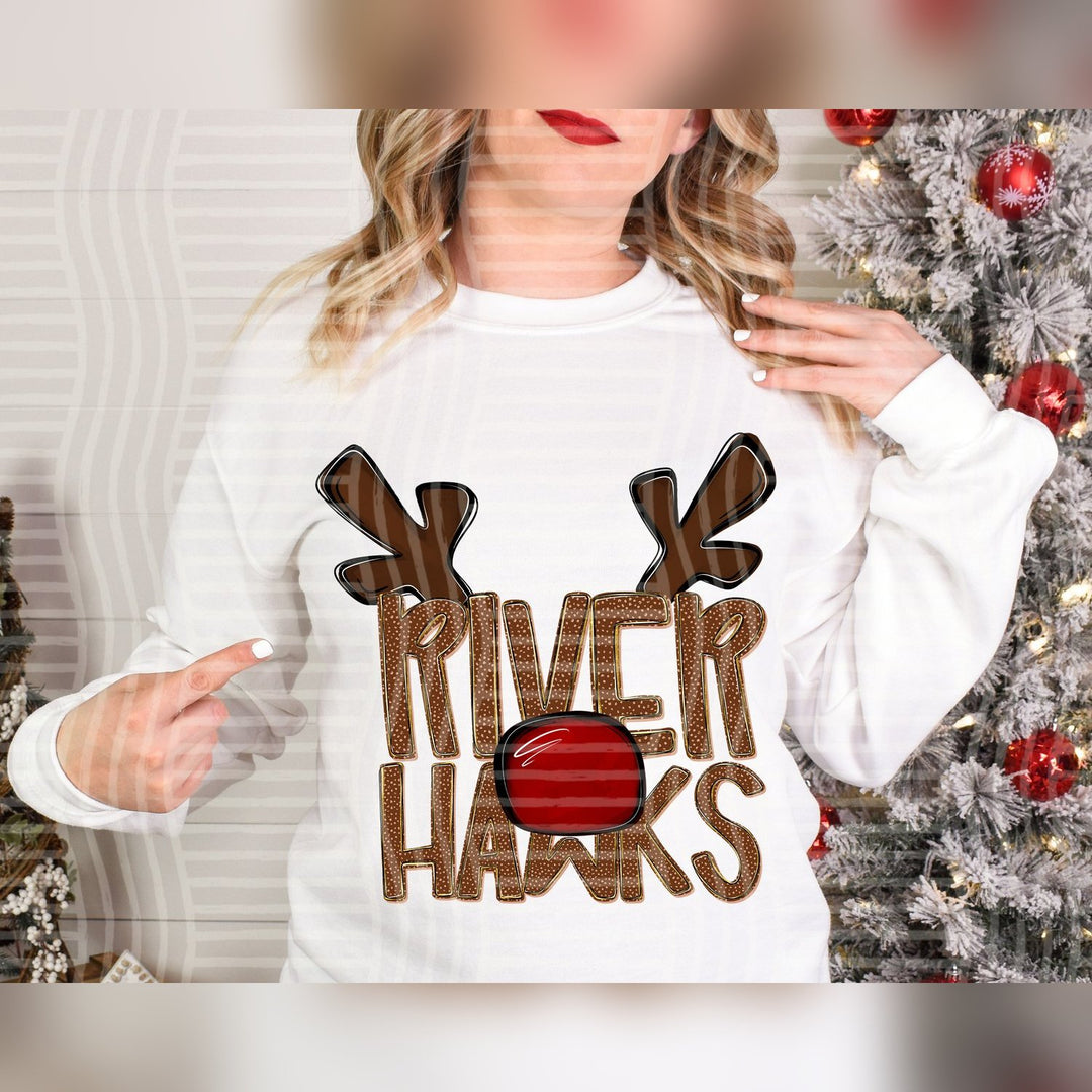 River Hawks Deer Antler Mascots DTF transfer