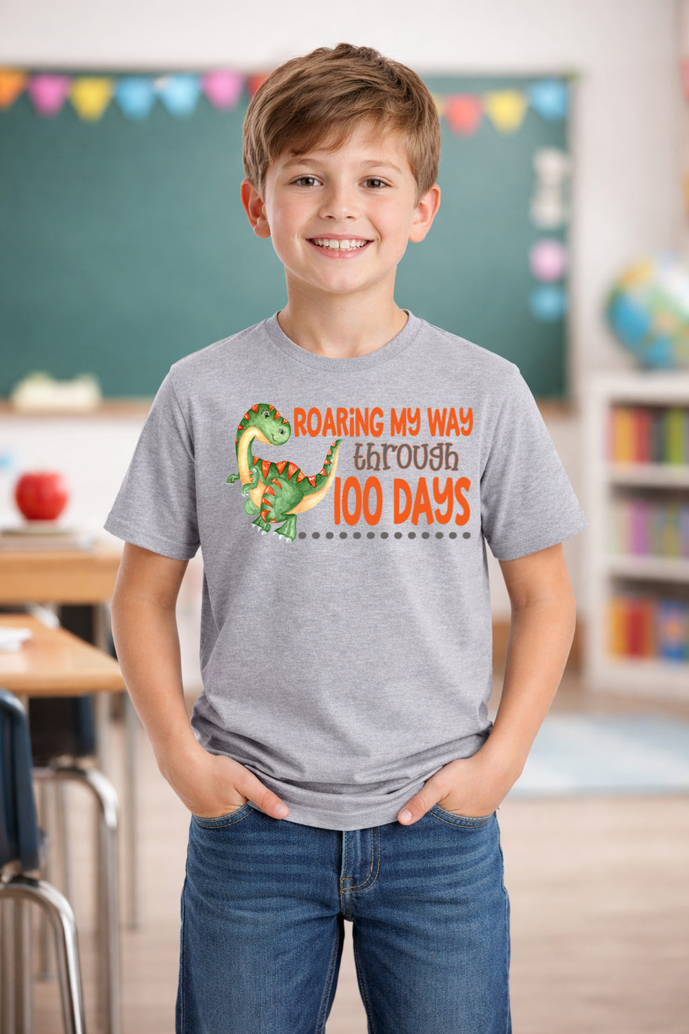 Roaring My Way Through 100 Days DTF transfer design