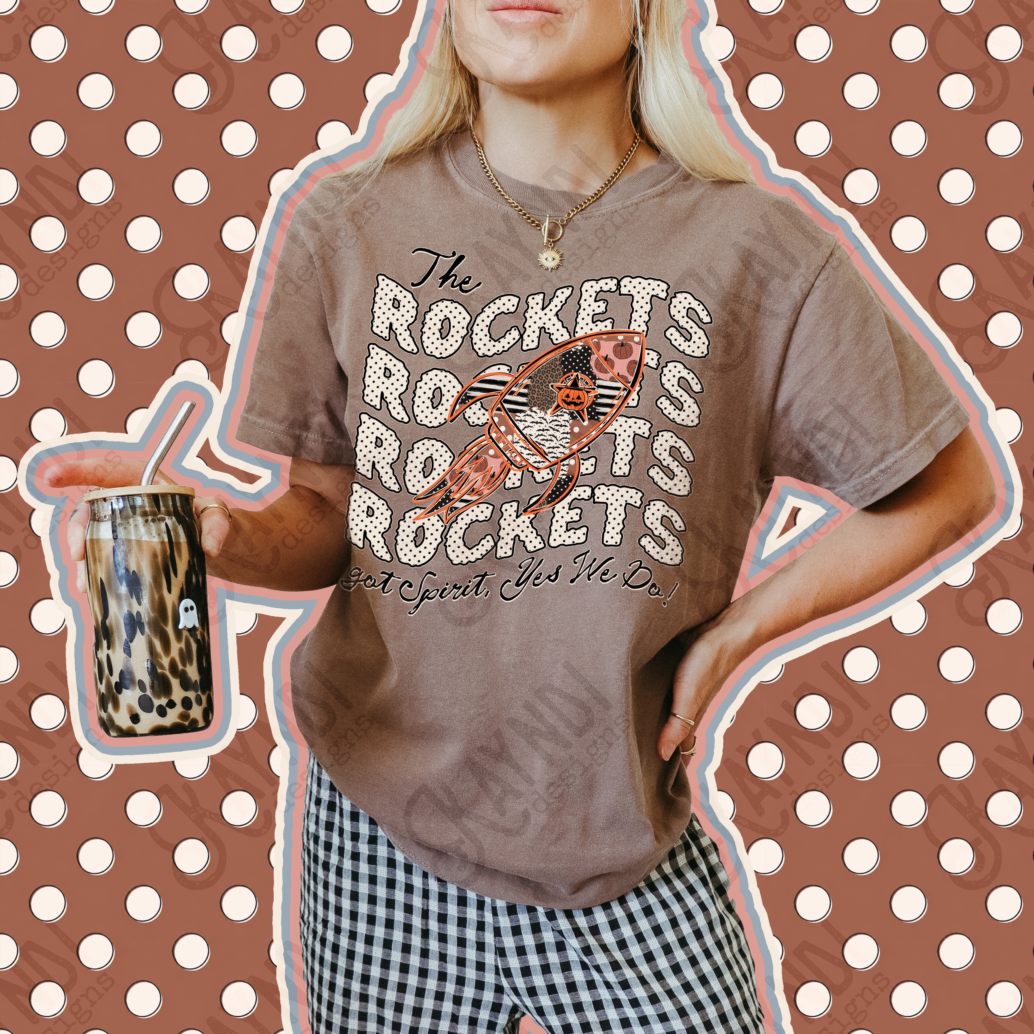 Patchwork Pumpkin Spirit Mascots Rockets 2 design