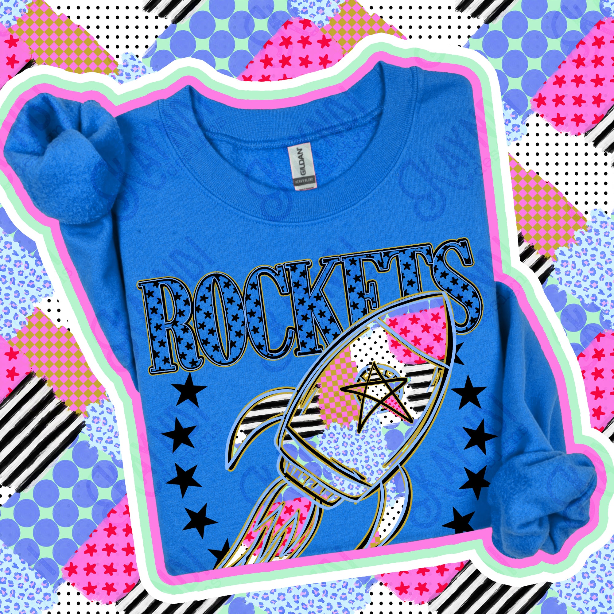 Patchwork Varsity Stars Mascots Rockets 2 design