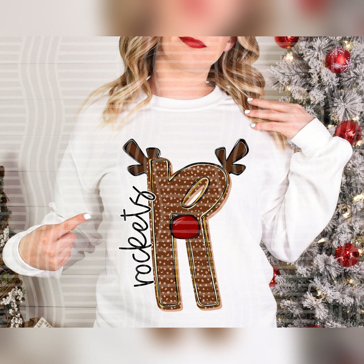 Rockets Deer Antler Initial Mascots DTF transfer