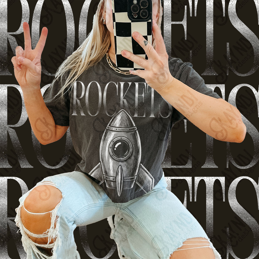 Halftone Mascots Rockets DTF transfer mockup