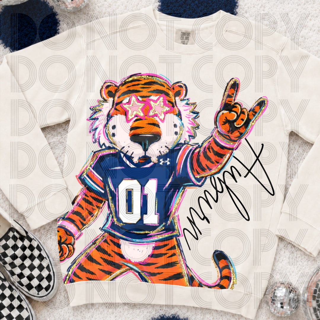 Memphis Tigers Rockin Delulu DTF transfer design mockup