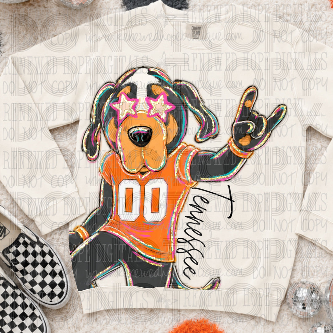 Tennessee Volunteers Rockin Delulu DTF transfer design mockup