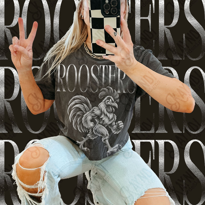 Halftone Mascots Roosters DTF transfer mockup