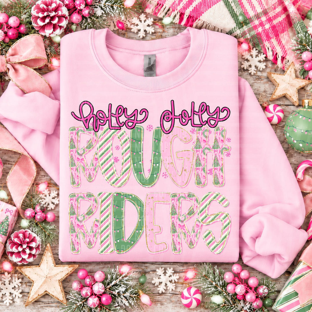 Rough Riders Holly Jolly Mistletoe Magic Mascots DTF transfer