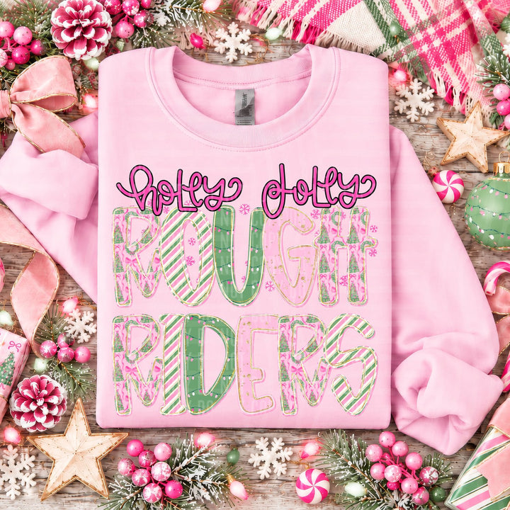 Rough Riders Holly Jolly Mistletoe Magic Mascots DTF transfer