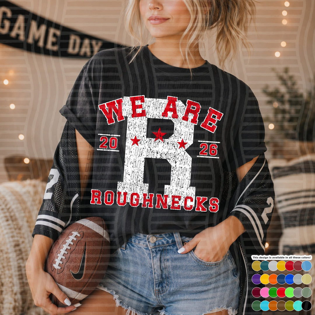 Roughnecks Varsity Initials White Outline Mascots DTF transfer