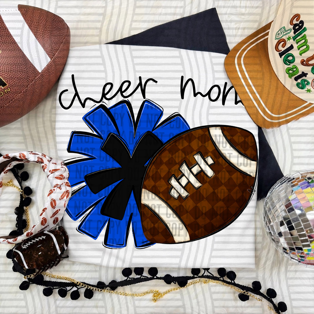 Cheer Mom DTF transfer in Royal & Black