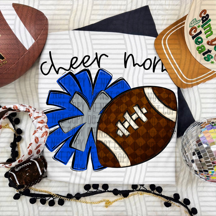 Cheer Mom DTF transfer in Royal & Grey