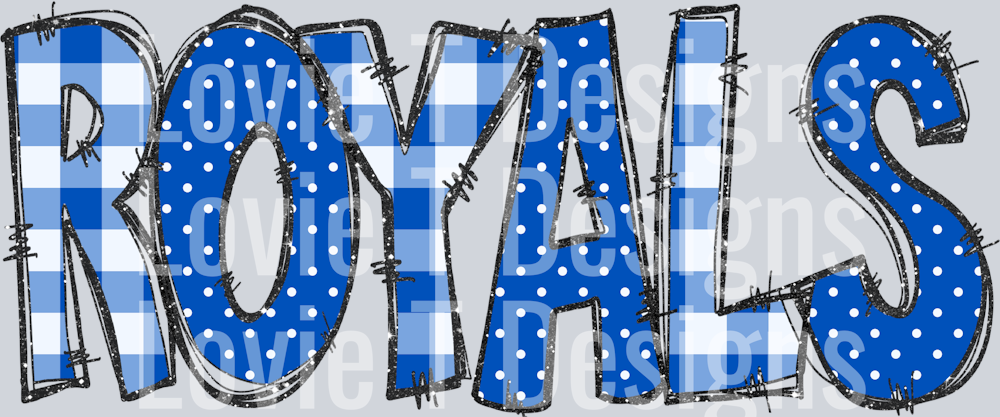Royals Doodle Gingham Dots & Glitter Blue White