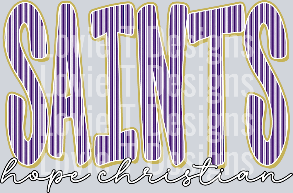 SAINTS HOPE CHRISTIAN PURPLE AND VEGAS GOLD