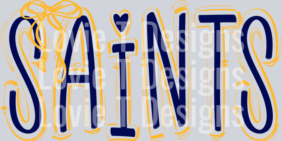SAINTS SPACED OUT NAVY BASE YELLOW TOP WITH BOW