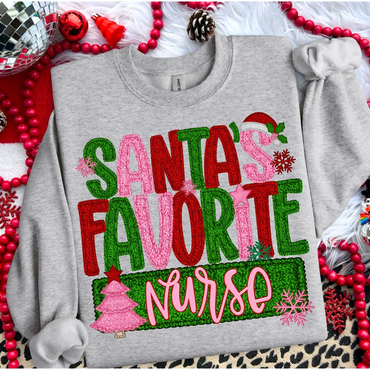 Santa's Favorite Nurse Faux Yarn – DTF Transfer