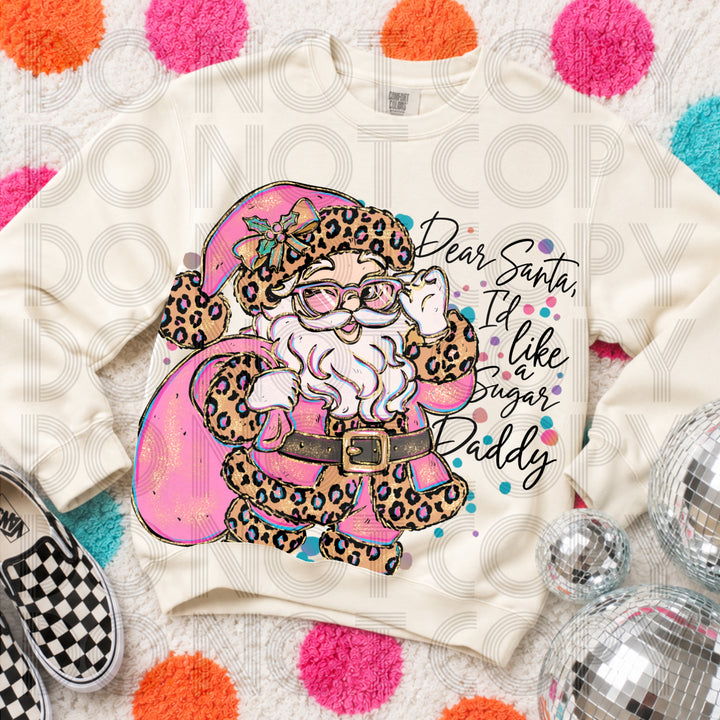 Dear Santa I'd Like a Sugar Daddy Christmas DTF transfer mockup