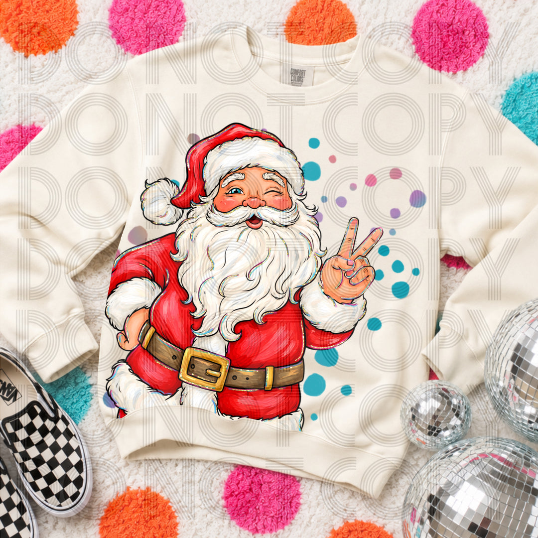 Santa Peace Sign No Words Christmas DTF transfer mockup