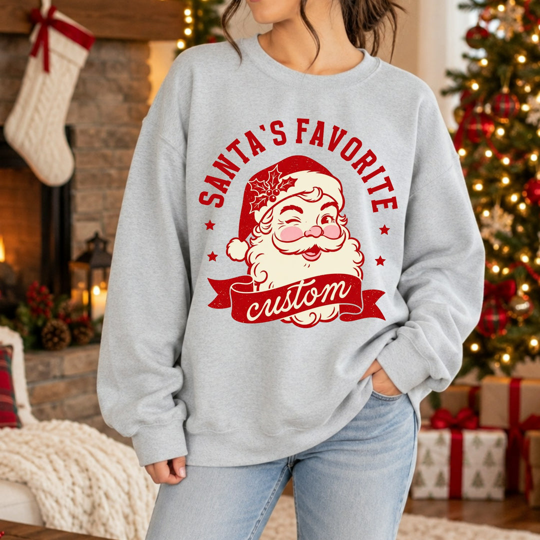 Vintage Santa's Favorite customizable DTF transfer mockup